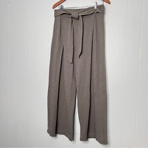 Z Supply Yara Slub Pants in moss grey wide leg jersey knit waist tie pleated M